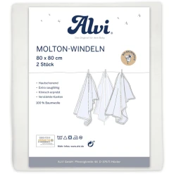 Alvi® Molton-Windeln 2er Pack Weiß 80 X 80 Cm