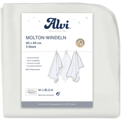 Alvi® Molton-Windeln 3er Pack Weiß 40 X 40 Cm