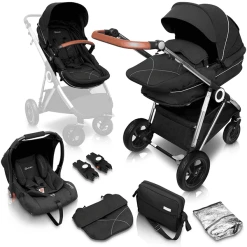 BabyGO Kombikinderwagen Halime 3 In 1 Air Silver Anthracite