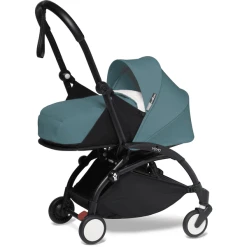 BABYZEN Kinderwagen YOYO2 0+ Black Mit Neugeborenenaufsatz Aqua