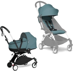 BABYZEN Kinderwagen YOYO2 0+ White Mit Liegewanne Inkl. Textilset Aqua