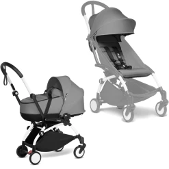 BABYZEN Kinderwagen YOYO2 0+ White Mit Liegewanne Inkl. Textilset Grey