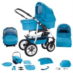 Bebebi Bellami | 3 In 1 Kombi Kinderwagen Set | Hartgummireifen Bellaqua