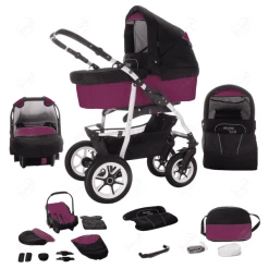 Bebebi Bellami | 3 In 1 Kombi Kinderwagen Set | Hartgummireifen Bellaviola