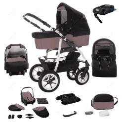Bebebi Bellami | 4 In 1 Kinderwagen Komplettset | ISOFIX Basis | Luftreifen Bellafango