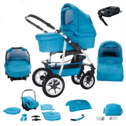 Bebebi Bellami | 4 In 1 Kinderwagen Komplettset | ISOFIX Basis | Luftreifen Bellaqua