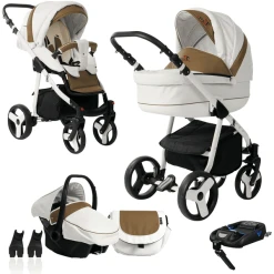 Bebebi Fizzy | 4 In 1 Kinderwagen Komplettset | ISOFIX Basis | Hartgummireifen Coffee