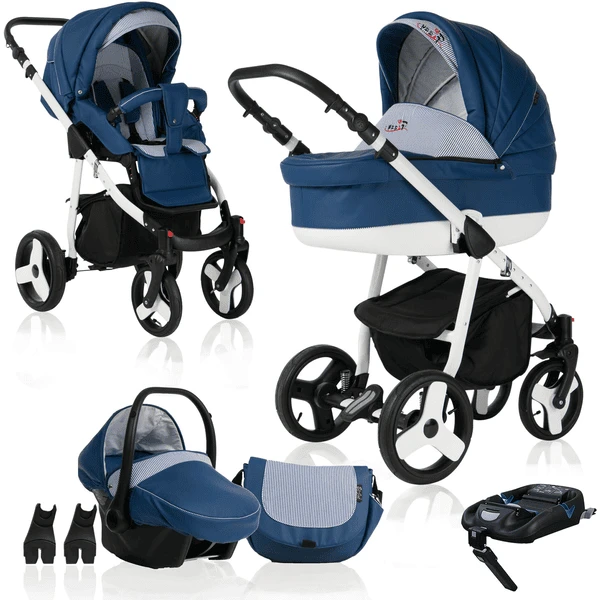 Bebebi Fizzy | 4 In 1 Kinderwagen Komplettset | ISOFIX Basis | Hartgummireifen Marine 1 Bebebi Fizzy | 4 In 1 Kinderwagen Komplettset | ISOFIX Basis | Hartgummireifen Marine