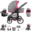 Bebebi Florenz | 3 In 1 Kombi Kinderwagen Set | Hartgummireifen Davanzati Pink Black