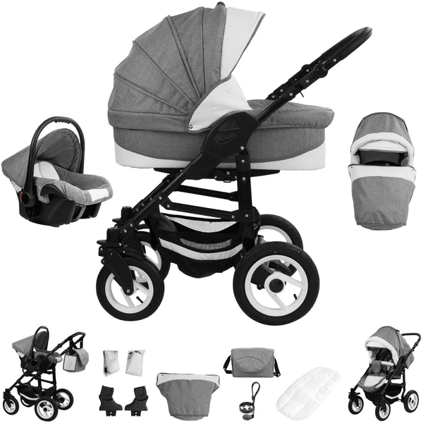 Bebebi Florenz | 3 In 1 Kombi Kinderwagen Set | Luftreifen Galileo Lightgrey Black 1 Bebebi Florenz | 3 In 1 Kombi Kinderwagen Set | Luftreifen Galileo Lightgrey Black