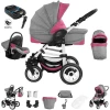 Bebebi Florenz | 4 In 1 Kinderwagen Komplettset | ISOFIX Basis | Hartgummireifen Davanzati Pink White