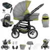 Bebebi Florenz | ISOFIX Basis & Autositz | 4 In 1 Kombi Kinderwagen | Luftreifen Medici Green Black