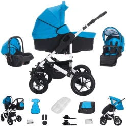 Bebebi Florida | 3 In 1 Kombi Kinderwagen Set | Luftreifen Floblue