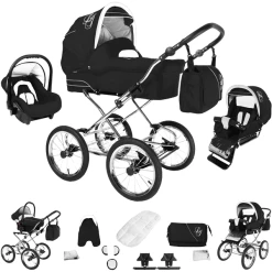 Bebebi Loving | 3 In 1 Kombi Kinderwagen Set | Nostalgie Kinderwagen Black Ardent