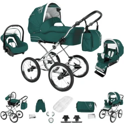 Bebebi Loving | 3 In 1 Kombi Kinderwagen Set | Nostalgie Kinderwagen Green Ardent