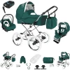 Bebebi Loving | 4 In 1 Kinderwagen Komplettset | ISOFIX Basis | Nostalgie Kinderwagen Green Tender