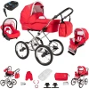 Bebebi Loving | 4 In 1 Kinderwagen Komplettset | ISOFIX Basis | Nostalgie Kinderwagen Red Ardent