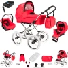 Bebebi Loving | 4 In 1 Kinderwagen Komplettset | ISOFIX Basis | Nostalgie Kinderwagen Red Tender Peak