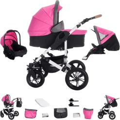 Bebebi MyVARIO | 3 In 1 Kombi Kinderwagen Set | Luftreifen MyGirl