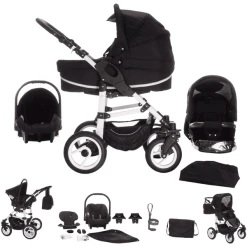 Bebebi Paris | 3 In 1 Kombi Kinderwagen Set | Luftreifen Phantom