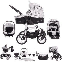 Bebebi Paris | 3 In 1 Kombi Kinderwagen Set | Luftreifen Tour Eiffel