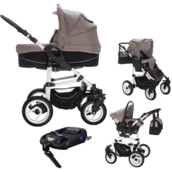Bebebi Paris | 4 In 1 Kinderwagen Komplettset | ISOFIX Basis | Luftreifen Seine