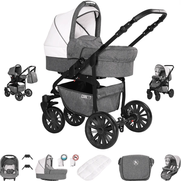 Friedrich Hugo Berlin | 3 In 1 Kombi Kinderwagen Set | GEL Reifen Grey And Light Rose Night 1 Friedrich Hugo Berlin | 3 In 1 Kombi Kinderwagen Set | GEL Reifen Grey And Light Rose Night