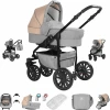 Friedrich Hugo Berlin | 3 In 1 Kombi Kinderwagen Set | GEL Reifen Light Grey And Beige Night