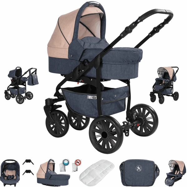 Friedrich Hugo Berlin | 3 In 1 Kombi Kinderwagen Set | Luftreifen Dark Blue And Beige Night 1 Friedrich Hugo Berlin | 3 In 1 Kombi Kinderwagen Set | Luftreifen Dark Blue And Beige Night