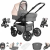 Friedrich Hugo Berlin | 3 In 1 Kombi Kinderwagen Set | Luftreifen Grey And Beige Night