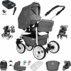 Friedrich Hugo Berlin | 4 In 1 Kinderwagen Komplettset | ISOFIX Basis | GEL Reifen Grey And Grey Day