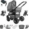 Friedrich Hugo Berlin | 4 In 1 Kombi Kinderwagen + ISOFIX | Luftreifen Grey And Light Grey Night