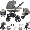 Friedrich Hugo Greyline | 3 In 1 Kombi Kinderwagen Set | Luftreifen Cream