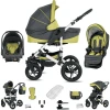 Friedrich Hugo Hamburg | 3 In 1 Kombi Kinderwagen Set | Hartgummireifen Grey & Green