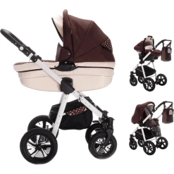 Friedrich Hugo Mandala | 3 In 1 Kombi Kinderwagen Set | Luftreifen Caffè Lungo