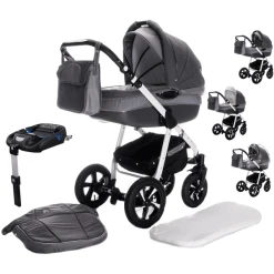 Friedrich Hugo Mandala | 4 In 1 Kinderwagen Komplettset | ISOFIX Basis | Hartgummireifen Espresso
