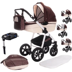 Friedrich Hugo Mandala | 4 In 1 Kinderwagen Komplettset | ISOFIX Basis | Luftreifen Caffè Lungo
