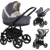 Friedrich Hugo Organico | 3 In 1 Kombi Kinderwagen Set Nature Mix Grau - Gestell Schw