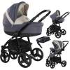 Friedrich Hugo Organico | 4 In 1 Kinderwagen Komplettset | ISOFIX Basis Nature Mix Grau - Gestell Schw