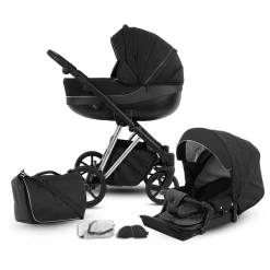 Knorr-baby Kombikinderwagen YAP 11-teiliges Set Deluxe Silver Schwarz